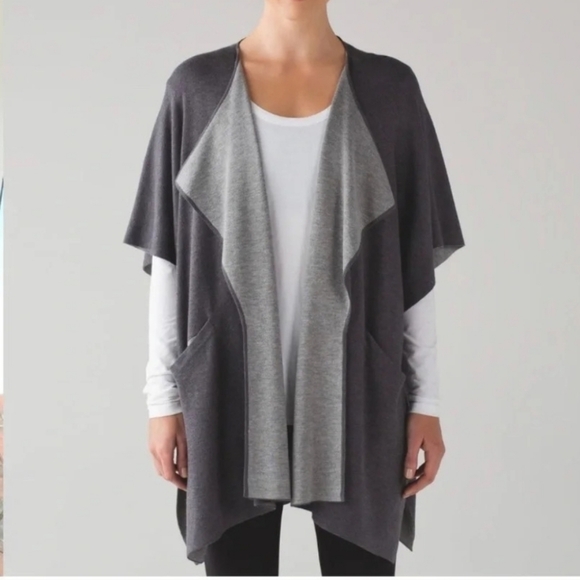 lululemon athletica Sweaters - Lululemon After Asana Wrap Gray Open Front Women's Sweater Sz OS